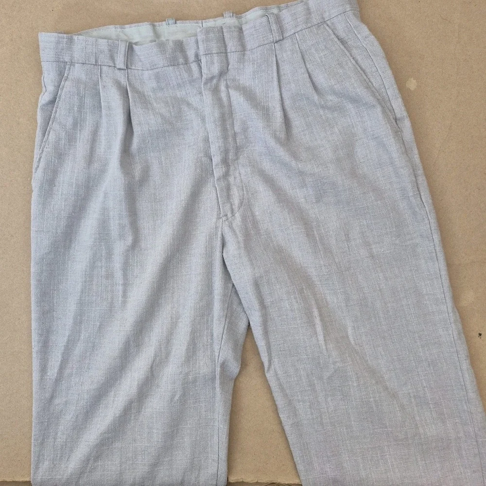Vintage Cotler Pants Men's 31 x 33 Gray Pleated Dress Textured Made in USA